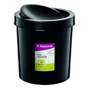 Lixeira 4,3L Basculante Redonda Preto Primafer