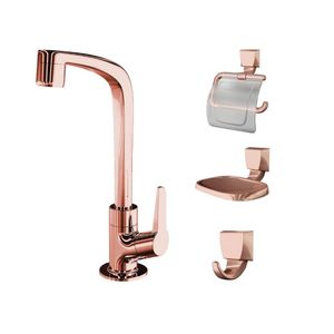 Kit Acessórios 2004 F71 Flatt 4 Peças Rose Gold Lorenzetti