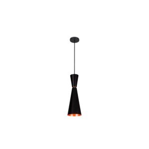 Pendente Mauna 1XE27 Preto Textura com Cobre Usina Design