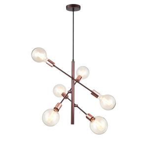 Pendente Metal Quadrado 6XE27 40W Café Newline