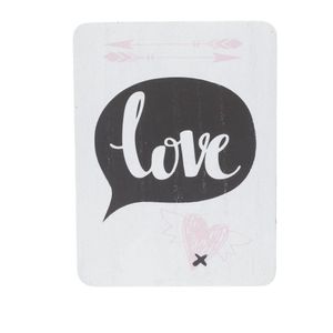 Placa de Madeira 12X2,5cm Thinking Love Branco/Preto Urban