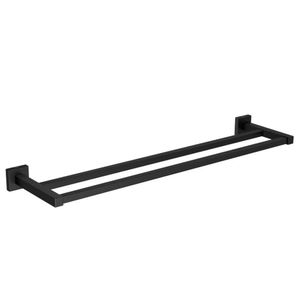 Porta Toalha Barra Dupla Quadratta Black Matte Deca