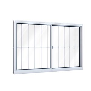 Janela De Correr 100X150 Com Grade Vidro Liso Branco Slim Líder Esquadria