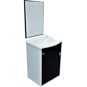 Gabinete 47X30cm Kit Show Preto Com Espelho Policlass