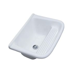 Tanque De Fibra T000BR 50cm x 40cm Mármore Branco Decoralita