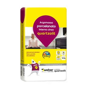Argamassa Porcelanato Interno Cinza 15kg Quartzolit