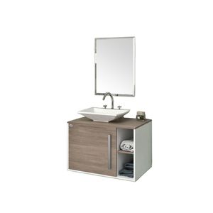 Gabinete 49X60cm Kit Monza Branco/Delicato Com Espelho Policlass