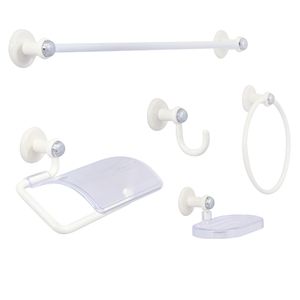 Kit de Acessórios com 5 Peças Slim Branco/Cromado Mebuki