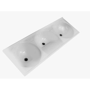 Tanque Triplo TP155 1,55m x 55cm Mármore Branco Decoralita