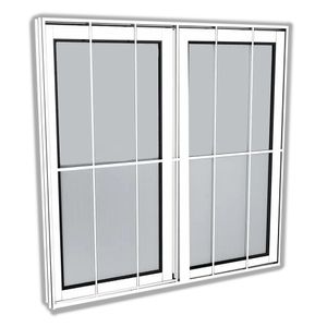 Janela De Correr 100X120 Com Grade Vidro Liso Branco Slim Líder Esquadrias