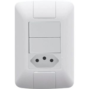 Conjunto 2 Interruptores Simples + 1 Tomada 10A 250V Branco Aria Tramontina