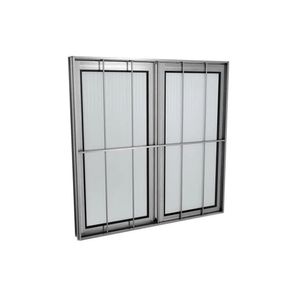 Janela De Correr 100X150 Com Grade Vidro Canelado Natural Quality Esquadria