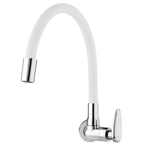 Torneira De Parede Para Cozinha Bica Móvel Allure Mouve Branca Viqua