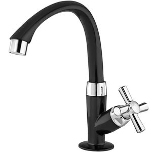 Torneira De Mesa Para Lavatório Bica Móvel 1/2 Cross Preta/Cromada Tigre