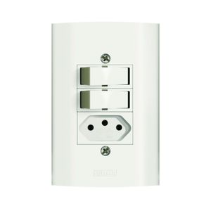 Conjunto 2 Interruptor P+1 Tomada 2P+T 10A 250V Piano Branco Romazi