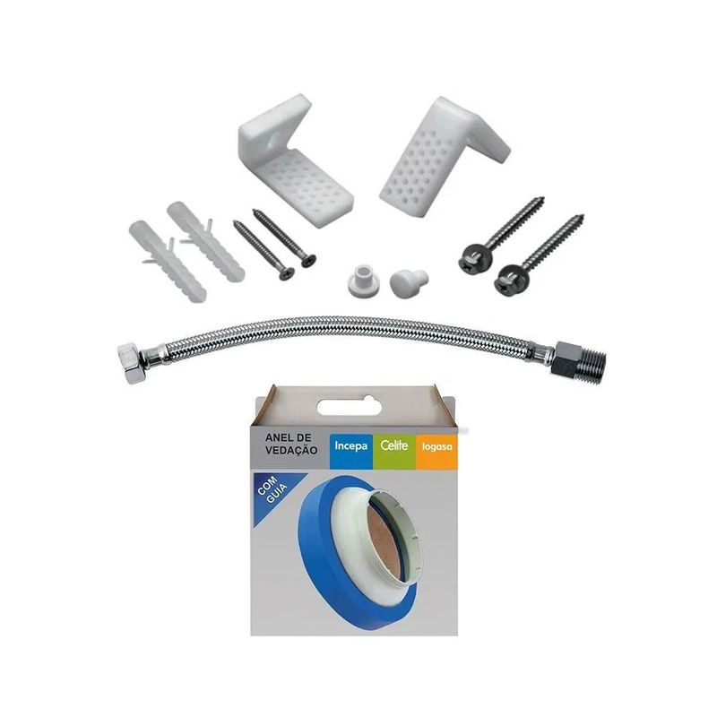 Kit-Sanitario-Azalea-Bacia---Complementos-de-Instalacao-Branco-Celite
