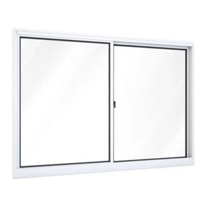 Janela De Correr 100X120 Vidro Liso Branco Slim Líder Esquadrias