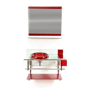 Kit Gabinete de Vidro Netuno 60x53cm Bordo Pettra