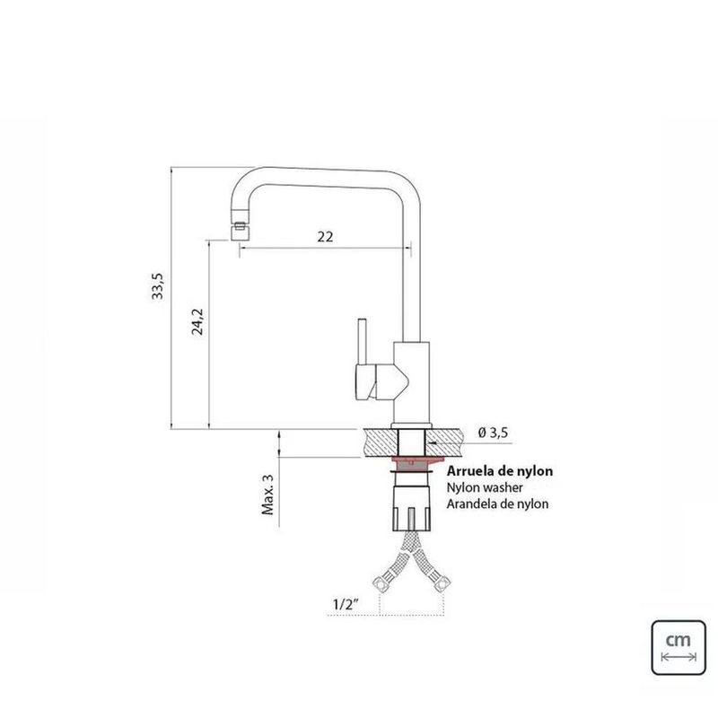 Misturador-Monocomando-194520-32-Inox-Angolare-Gold-Tramontina