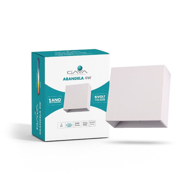 Arandela-Led-4W-Luz-Amarela-3000K-Branca-Gaya