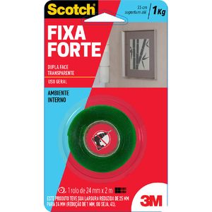 Fita Dupla Face Fixa Forte Transparente 24mm x 2m Scotch® 3M do Brasil