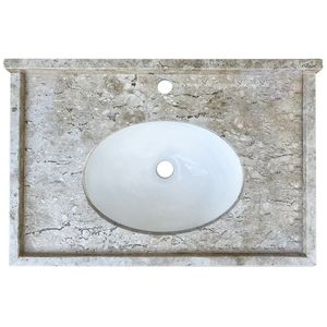 Lavatório 60x40cm com Cuba de Mármore Travertino Mais Pedra