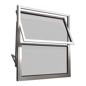 Janela Basculante 40x40cm Vidro Natural Canelado Líder Esquadria