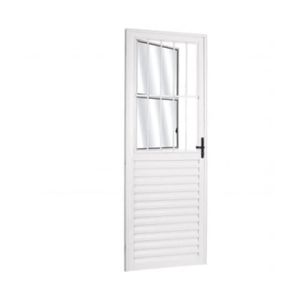 Porta de Abrir 210x80cm com Grade Vidro Liso Direita Branca Líder