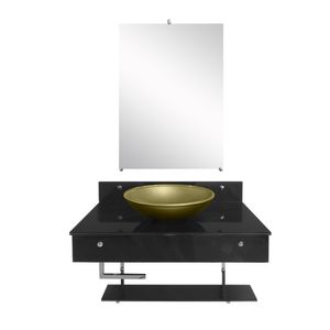 Gabinete 70X53cm Kit Luxo Nero Dourado Pettra