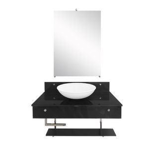 Gabinete 70X53cm Kit Luxo Nero Branco Pettra