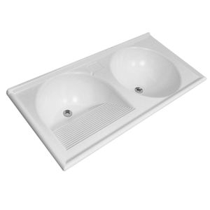 Tanque Duplo De Fibra TF100BR 1m x 50cm Branco Decoralita