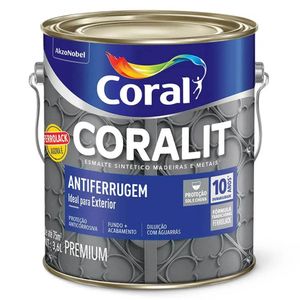 Esmalte Sintético Coralit Antiferrugem Preto 3,6L Coral