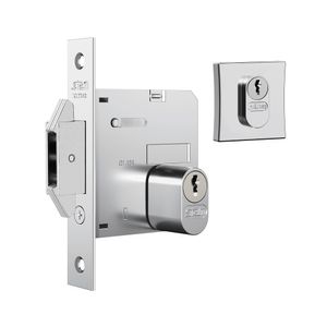Fechadura 1006 para Porta de Bater e Correr Roseta Quadrada Inox Cromado Stam