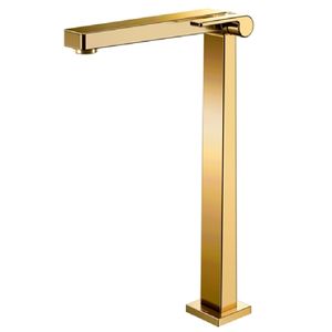 Torneira de Mesa para Banheiro Bica Alta 90° Docol Stillo Ouro Polido Docol