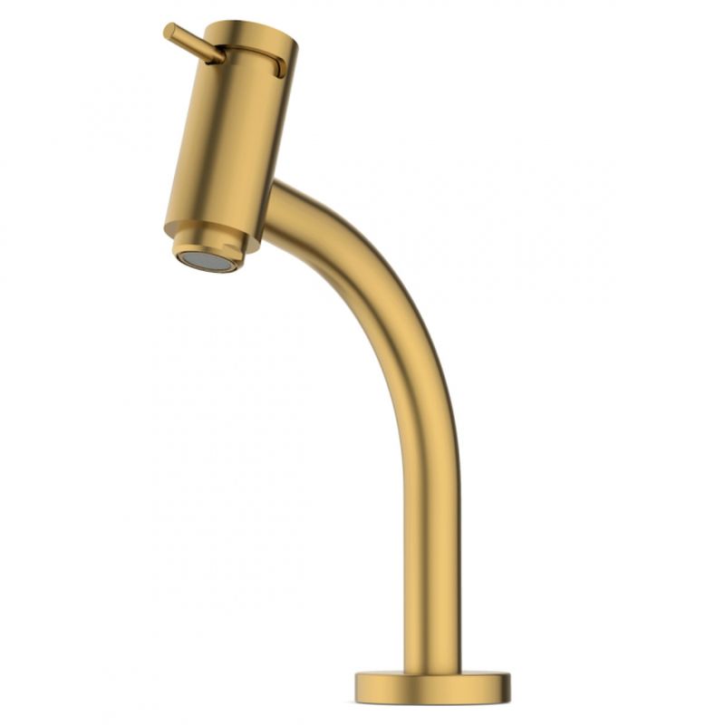 Torneira-de-Mesa-Bica-Baixa-para-Lavatorio-Basic-Gold-Matte-Celite