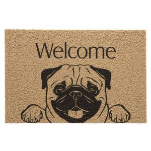 Tapete Vinil 40X60cm Pet Dog Welcome Pug Kapazi