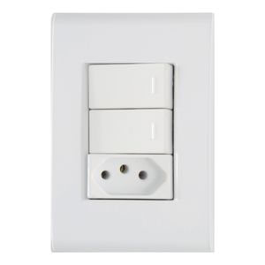 2 Interruptores Simples + 1 Tomada 2P+T 20A 250V Branco Liz Tramontina