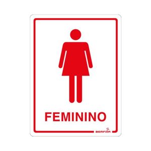 Placa para Banheiro Feminino com Figura 20x15cm Autoadesiva Bemfixa