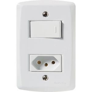 Conjunto Interruptor + Tomada 2P+T 10A 250V Branco Lux 2 Tramontina