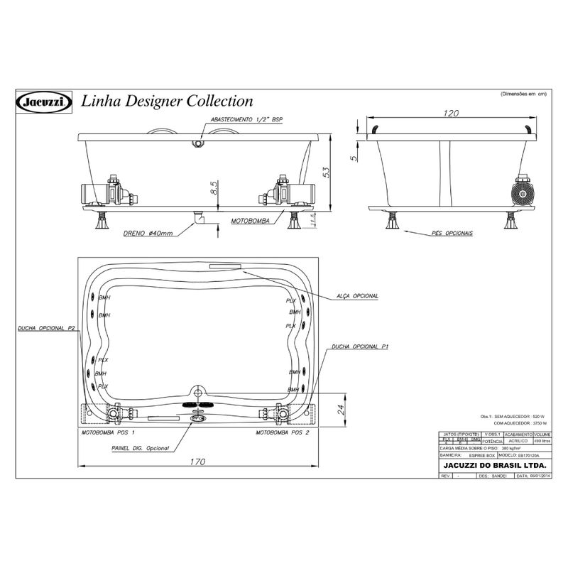Banheira-Espree-Box-170X120X53cm-sem-Aquecedor-Jacuzzi