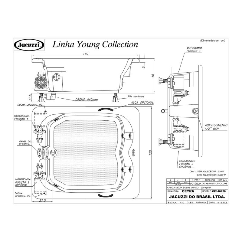 Banheira-Cetra-140X120X45cm-com-Aquecedor-Jacuzzi