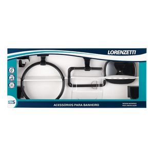 Kit Acessórios para Banheiro 2000 F24 5 Peças Quadra Preto Lorenzetti