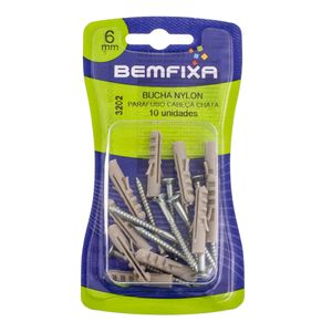 Parafuso e Bucha 6mm Cabeça Chata 3202 Bemfixa
