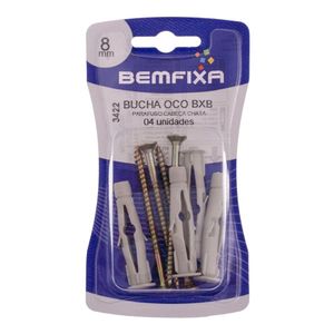 Parafuso e Bucha para Oco 8mm Cabeça Chata 3422 Bemfixa