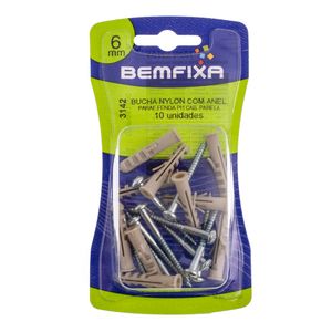 Parafuso e Bucha com Anel 6mm Cabeça de Panela Phillips 3142 Bemfixa