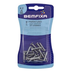 Parafuso para Madeira 4,2x22mm Cabeça Chata 2118 Bemfixa