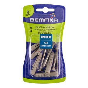 Parafuso/Bucha Inox 8mm Cabeça Chata Bemfixa