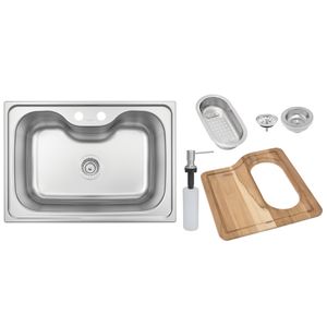 Cuba De Sobrepor 69x49cm Morgana Com Válvula e Acessórios Aço Inox Acetinado Tramontina