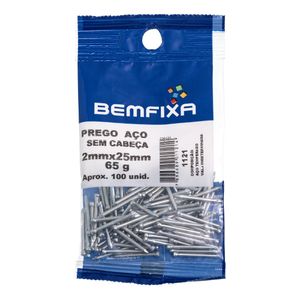 Prego de Aço sem Cabeça 2,00x25mm Bemfixa