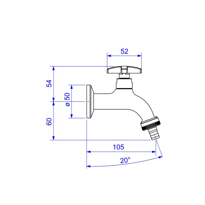 Torneira-para-Jardim-Tanque-com-Adaptador-de-Mangueira-Bica-Baixa-Max-Cromada-Deca